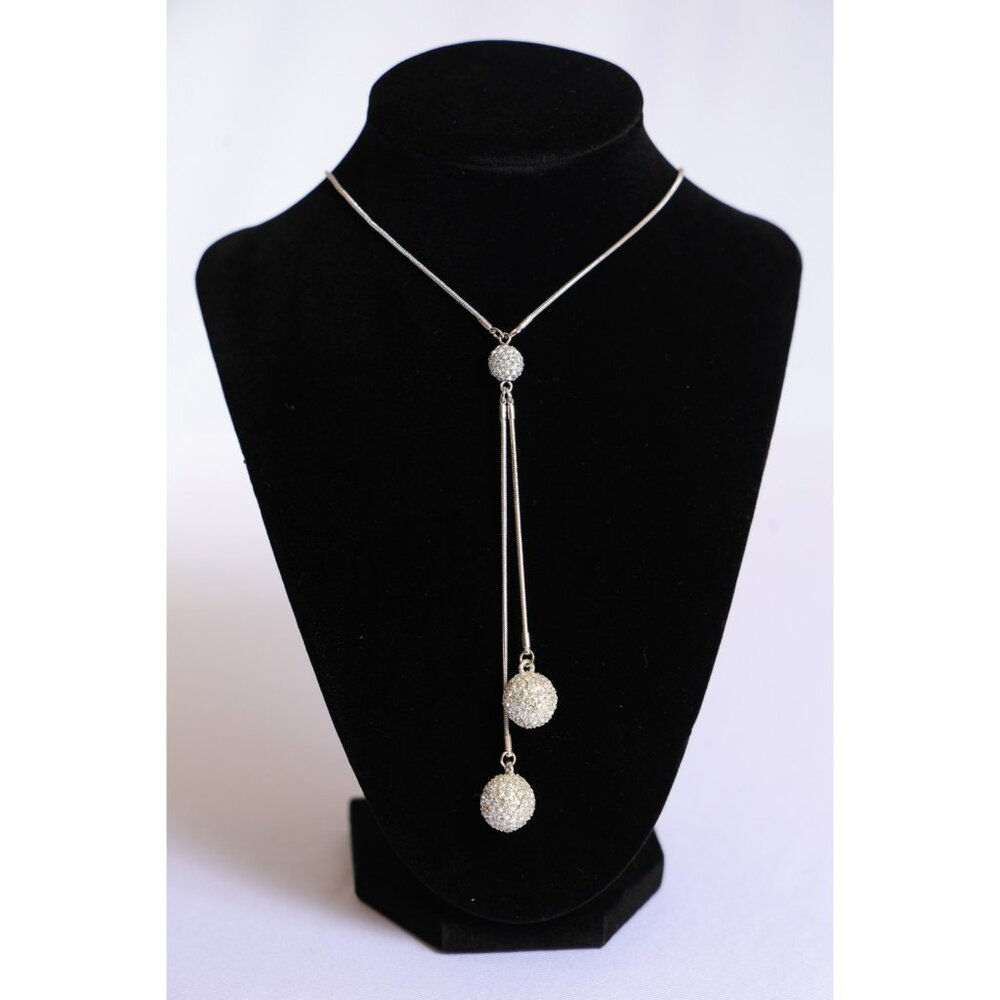 Silver Necklace with Matching Hoop Earrings